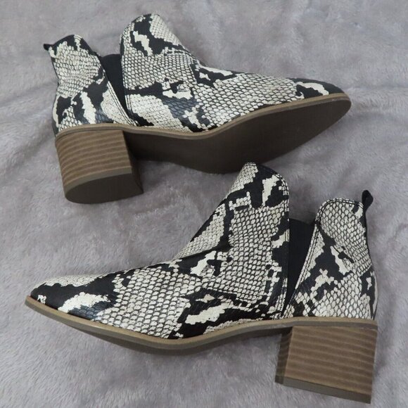 Dr. Scholl's Womens 8 Teammate Faux Leather Snakeskin Print Ankle Pull On Boots - Picture 5 of 11